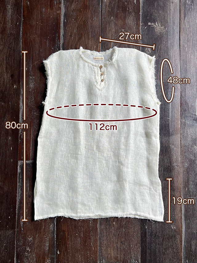 asana ヘンプコットン 薄手 メンズ Tee・きなり