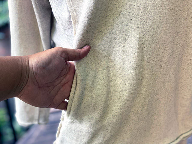 asana ヘンプコットン ふかふか リバーシブル トレーナー・きなり