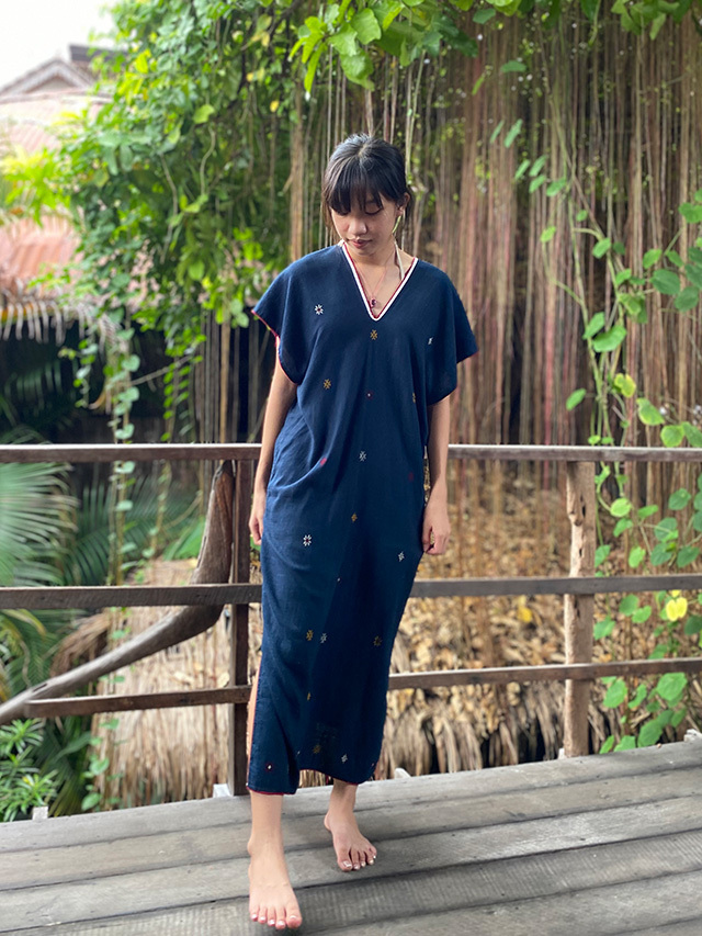 Hemp100 ヤオ族 手縫い 手刺繍 貫頭衣 ロング ワンピース パヤカ オンラインショップ Hemp100 ヤオ族 手縫い 手刺繍 貫頭衣 ロング ワンピース パヤカ オンラインショップ