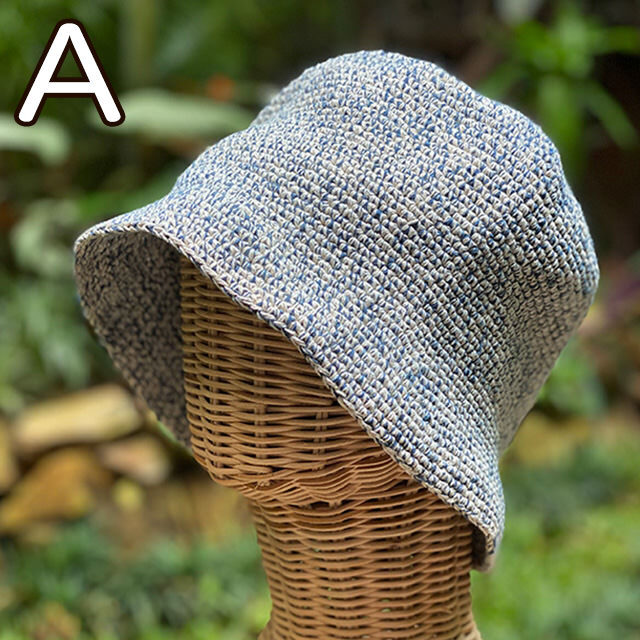 HEMP100% 手編み インディゴ きなり ハット