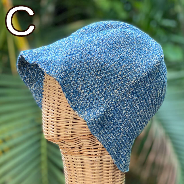 HEMP100% 手編み インディゴ きなり ハット