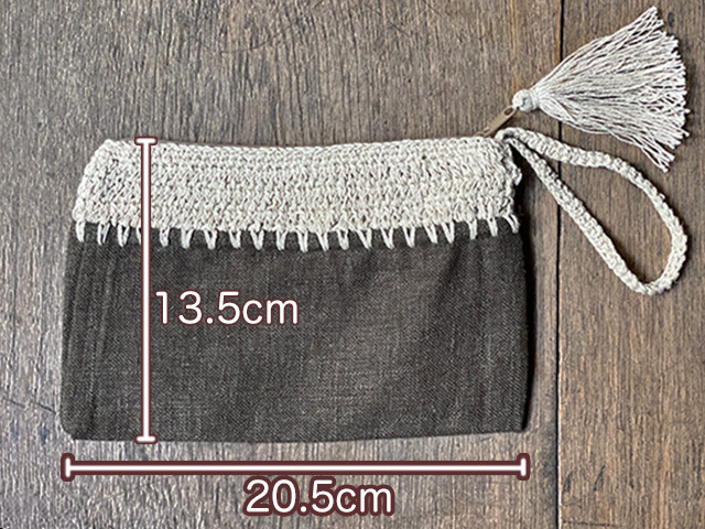 HEMP100% 手編み カラーポーチ