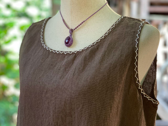 HEMP100% 手刺繍 ゆったり タンクトップ