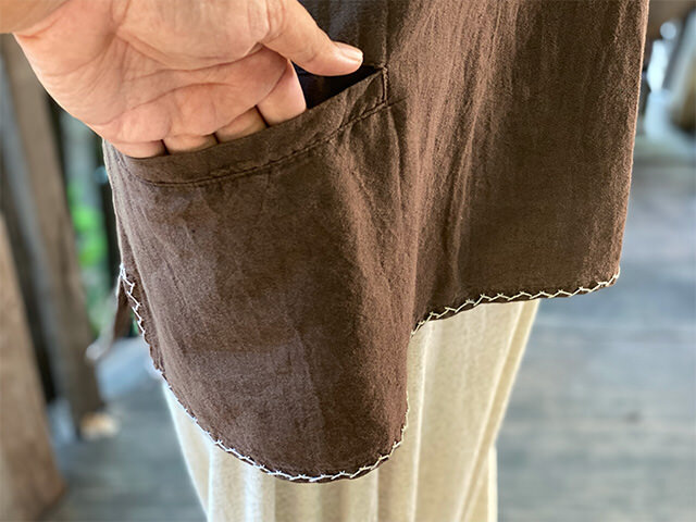 HEMP100% 手刺繍 ゆったり タンクトップ