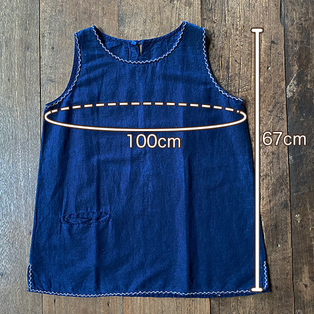 HEMP100% 手刺繍 ゆったり タンクトップ