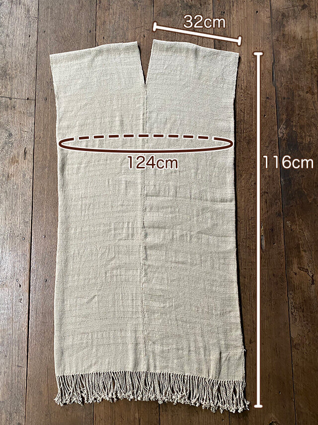 HEMP100% 手織り手縫い 貫頭衣・きなり