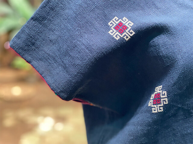 タイ ヤオ族 刺繍 ヘンプ ワンピース 貫頭衣 麻 新品未使用 hemp HEMP100% 手織り手縫い 貫頭衣 ストーンウォッシュ ワンピース