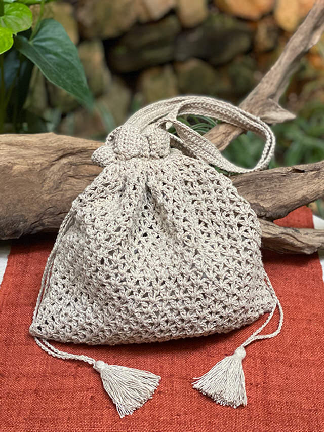 HEMP100% ハニカム編み 巾着 ポーチ【パヤカ オンラインショップ】