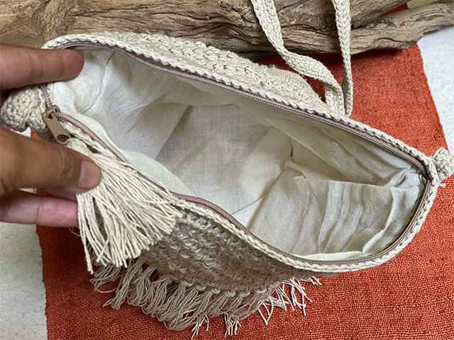 HEMP100% ハニカム編み フリンジ ショルダーバッグ【パヤカ オンライン
