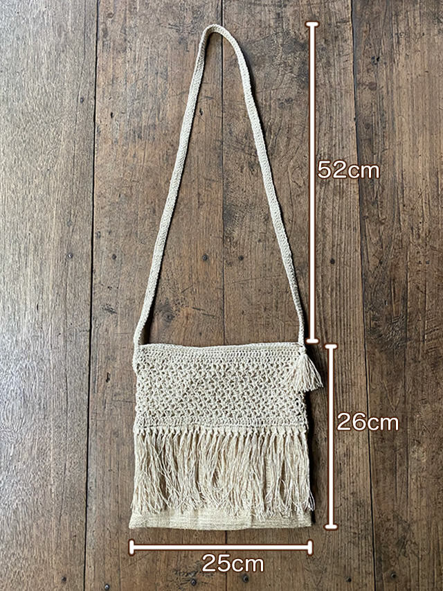 Cookies ハニカム ショルダーバッグ 9色 HEMP100% ハニカム編み フリンジ ショルダーバッグ【パヤカ