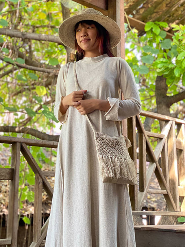 HEMP100% ハニカム編み フリンジ ショルダーバッグ【パヤカ