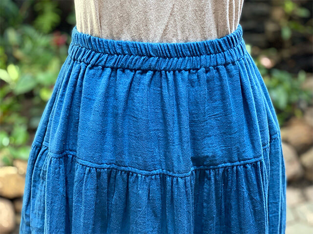 新品☆うさとの服 巻スカート ストール コットン/ インディゴ草木染め