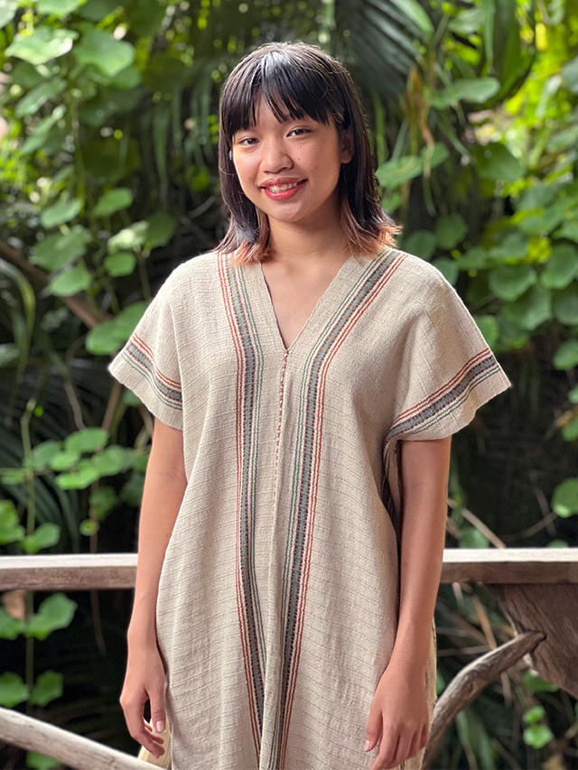 ハンドメイド　ワンピース AMBIDEX Store 〇ひらひらパンジー かぎ針と刺繍ワンピース(F