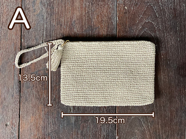 HEMP100% 手編み ポーチ