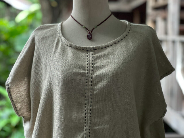 HEMP100% 手織り ハンドステッチ シャツ 