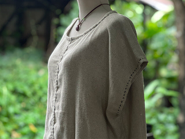 HEMP100% 手織り ハンドステッチ シャツ 