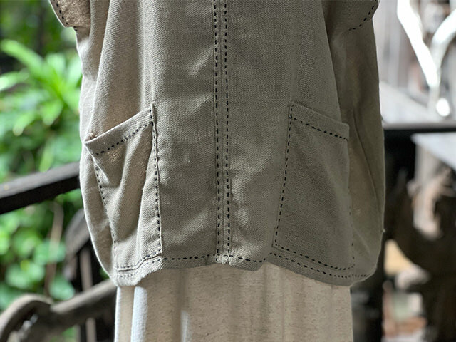 HEMP100% 手織り ハンドステッチ シャツ 