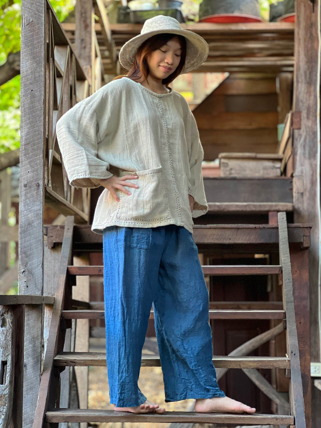 ネパリバザーロ草木染めパンツ HEMP100% 手織り パンツ・草木染め【パヤカ オンラインショップ】