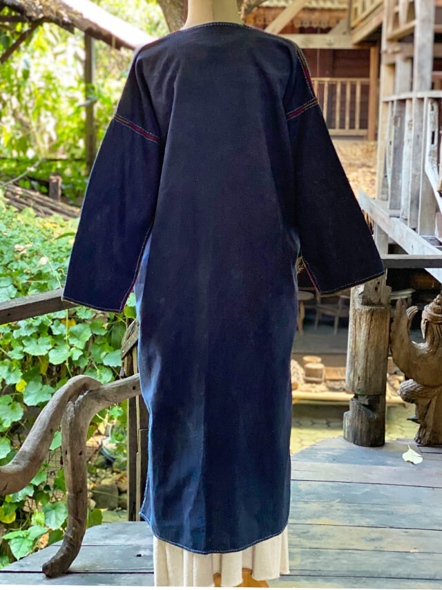 HEMP100% 手縫い 民族 ロング ジャケット・草木染め【パヤカ