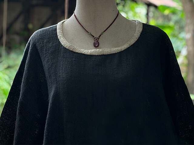 HEMP100% 手織り手刺繍 ワンピース (1点もの)