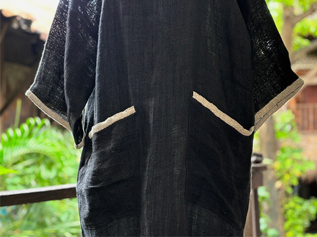 HEMP100% 手織り手刺繍 ワンピース (1点もの)
