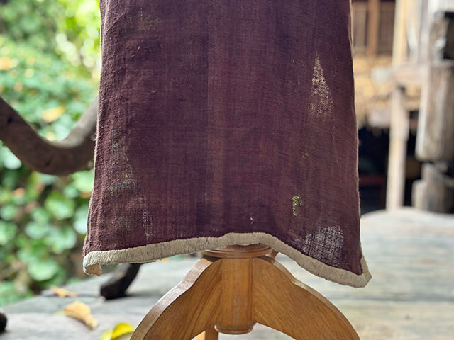 HEMP100% 手織り手刺繍 ワンピース・ブラウン (1点もの)【パヤカ