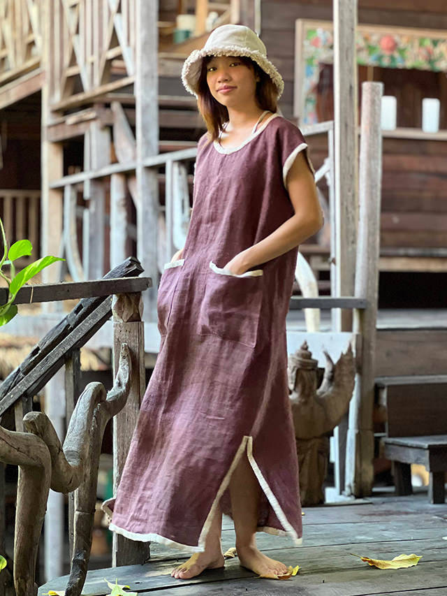 忠兵衛　HEMP100%　Ｖネックワンピース 忠兵衛 HEMP100% Vネックワンピース 忠兵衛 HEMP100% Vネック