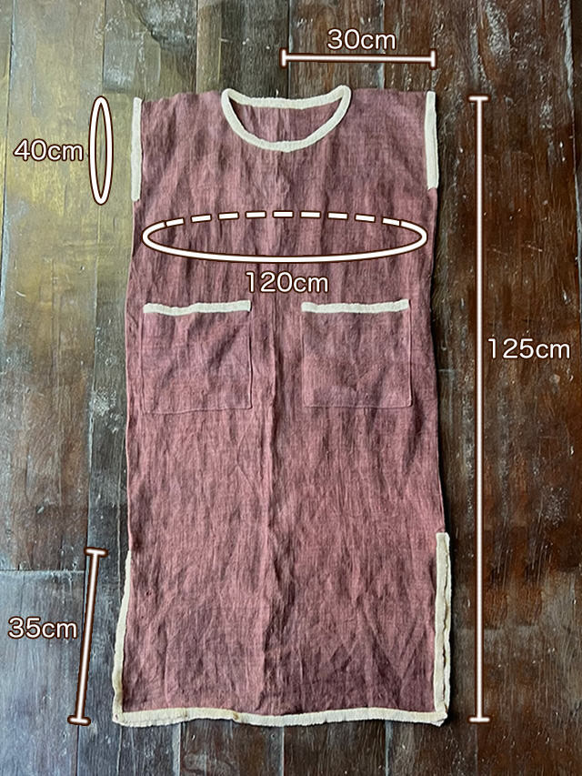 HEMP100% 手織り手刺繍 ワンピース 