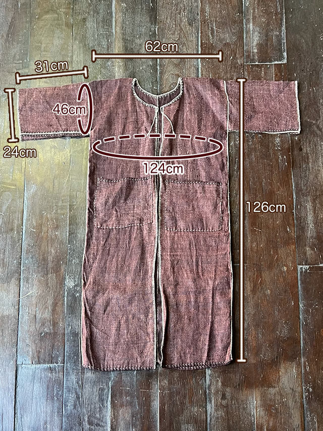 HEMP100% 手織り手刺繍 ワンピース (1点もの)