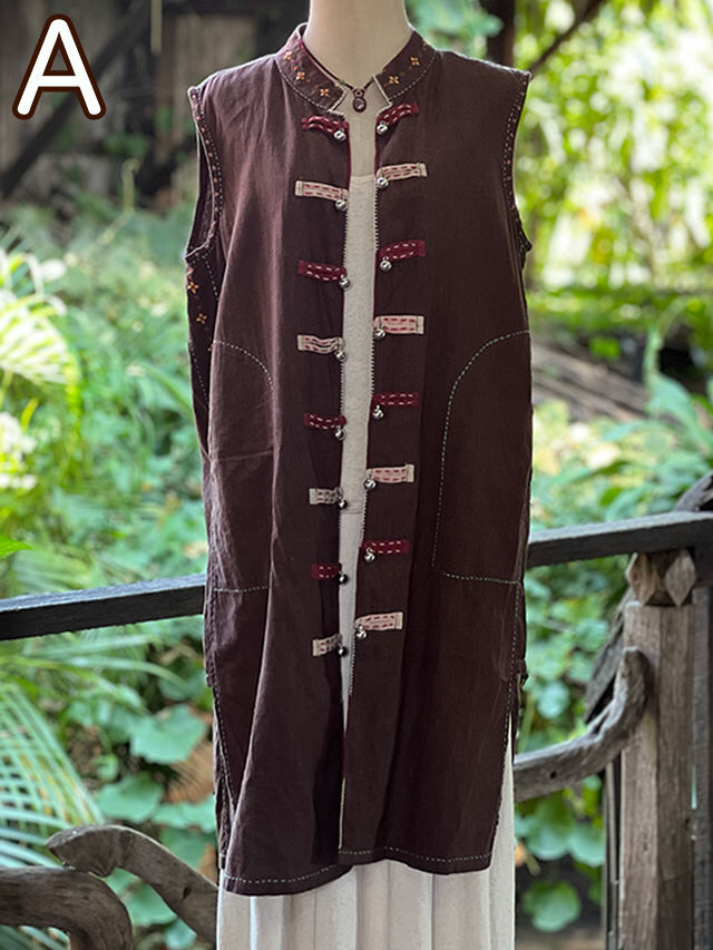 HEMP100% 手刺繍 ノースリーブ ジャケット【パヤカ オンラインショップ】