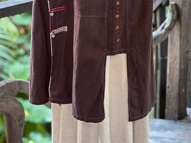 HEMP100% 手刺繍 ノースリーブ ジャケット
