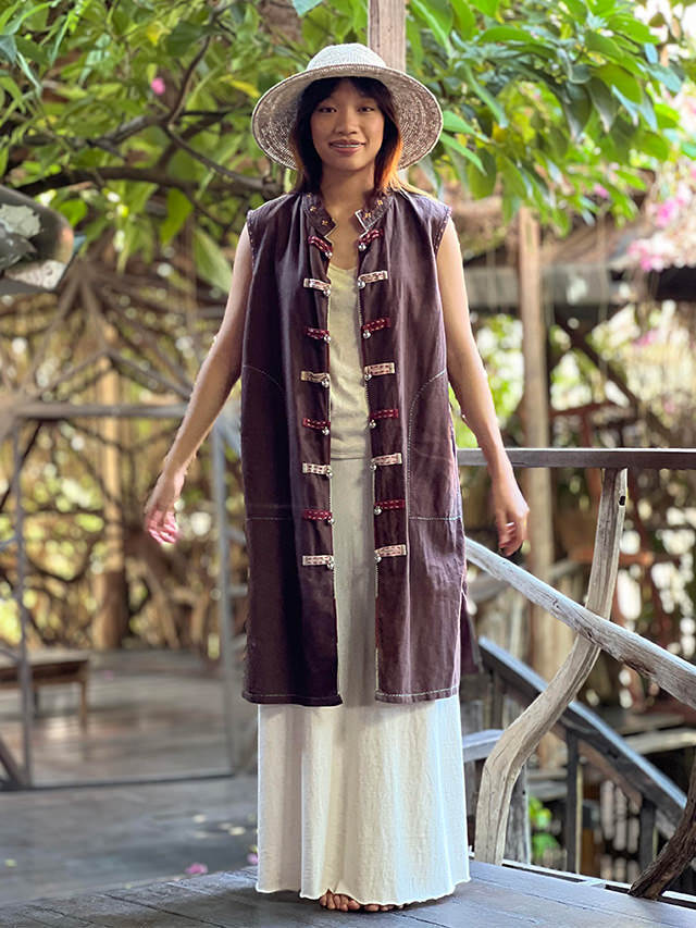 HEMP100% 手刺繍 ノースリーブ ジャケット【パヤカ オンラインショップ】