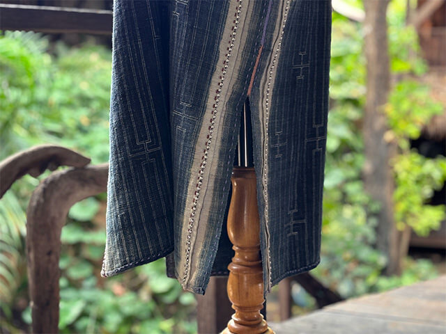 HEMP100% 手縫い インディゴ バティック 貫頭衣