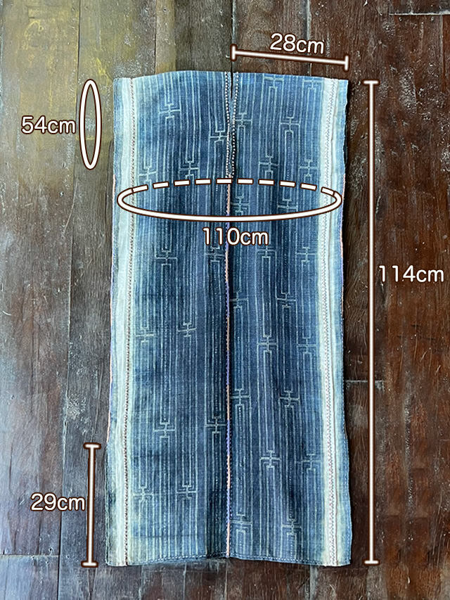 HEMP100% 手縫い インディゴ バティック 貫頭衣