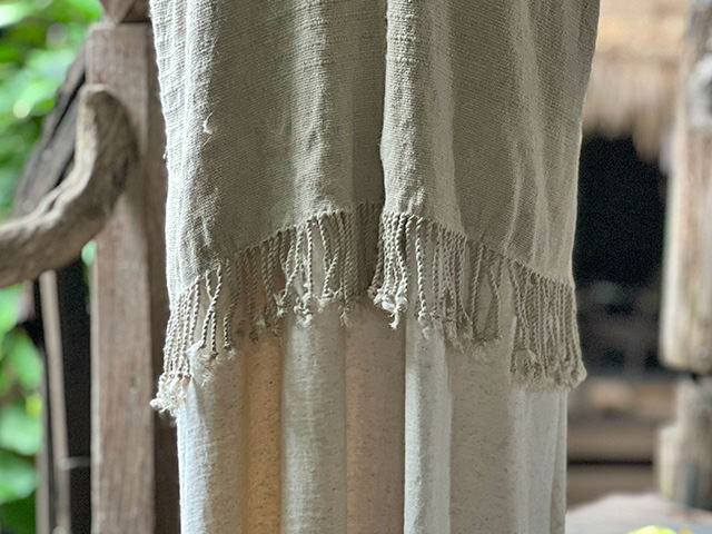 HEMP100% 厚手 手織り手縫い 貫頭衣 ショート ワンピース・きなり