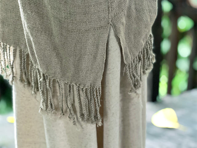 HEMP100% 厚手 手織り手縫い 貫頭衣 ショート ワンピース・きなり