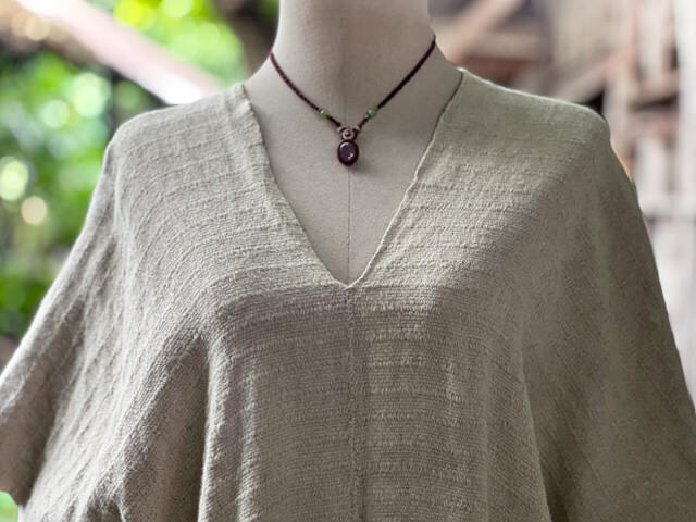 HEMP100% 厚手 手織り手縫い 貫頭衣 ショート ワンピース・きなり