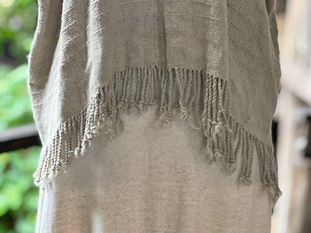 HEMP100% 厚手 手織り手縫い 貫頭衣 ショート ワンピース・きなり