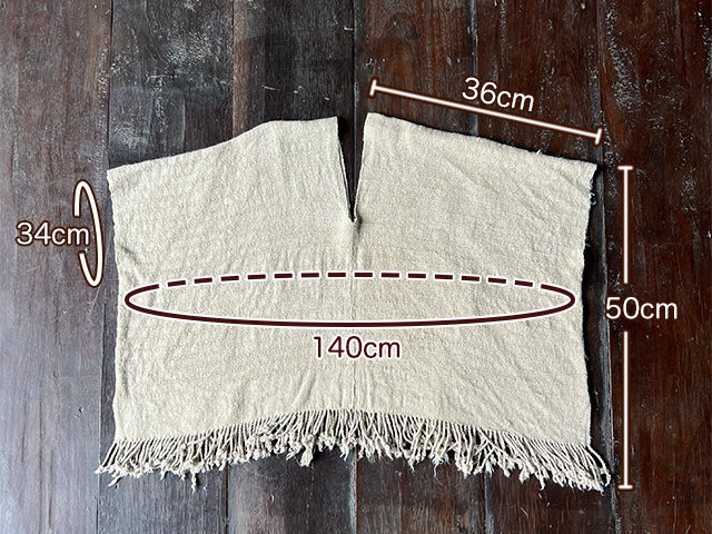 HEMP100% 厚手 手織り手縫い 貫頭衣 ショート ワンピース・きなり