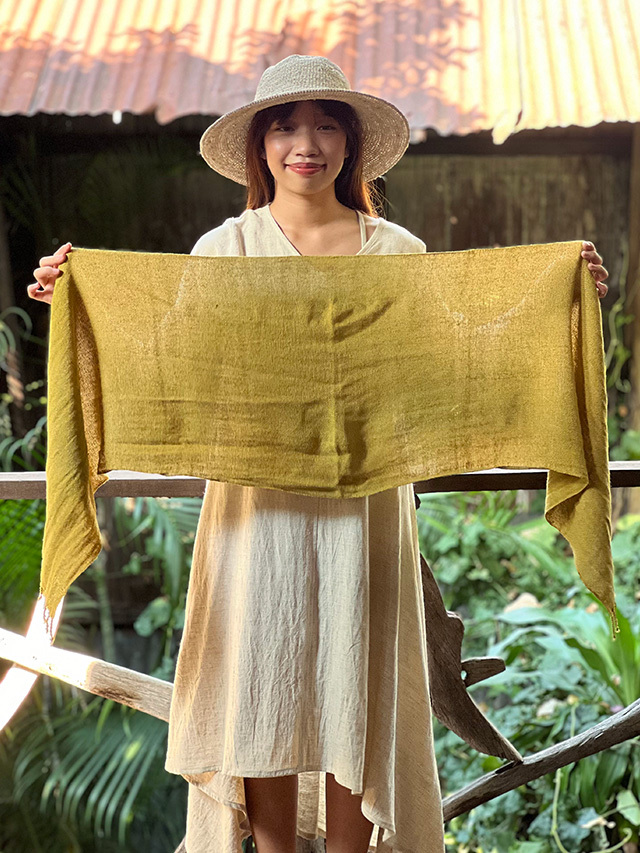 正絹・草木染・手織りショール HEMP100% 手織り ショール・草木染め【パヤカ オンラインショップ】