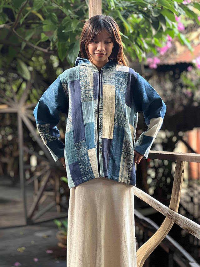 HEMP100% 草木染め パッチワーク ジャケット【パヤカ オンラインショップ】