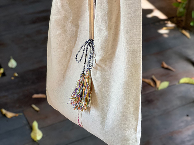 COTTON100% 手縫い タッセル付き バッグ