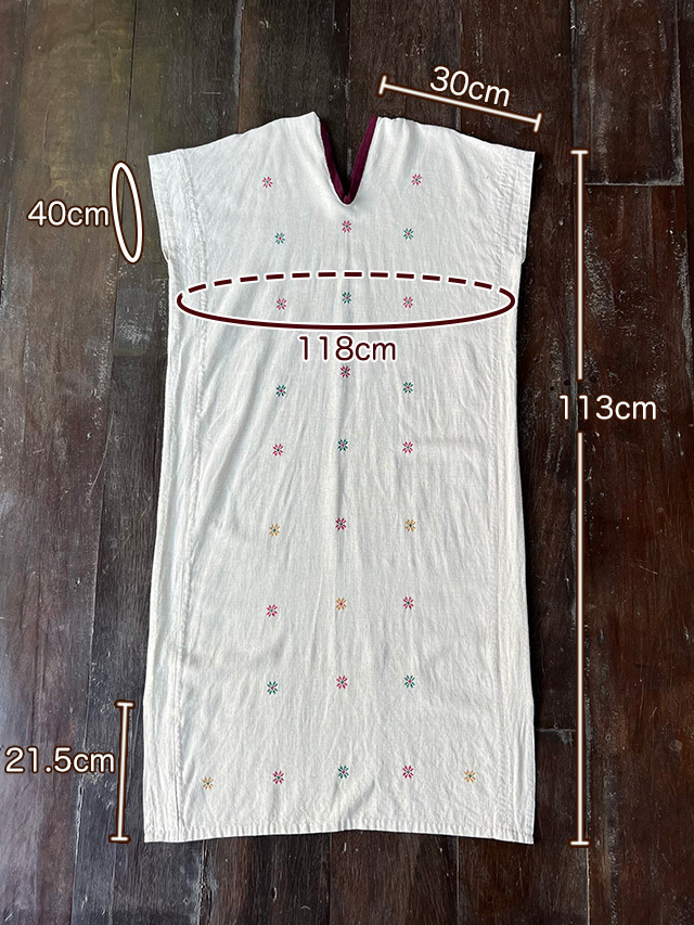 HEMP100% テロテロ ヤオ族 手縫い手刺繍 貫頭衣 ワンピース