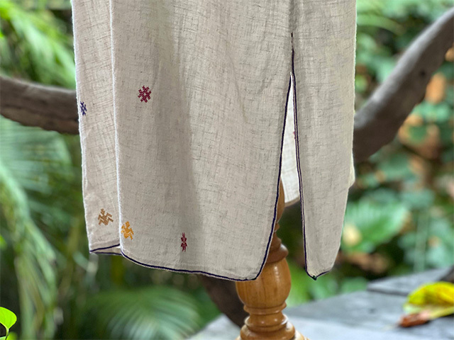 HEMP100% テロテロ ヤオ族 手縫い手刺繍 貫頭衣 ワンピース (1点もの