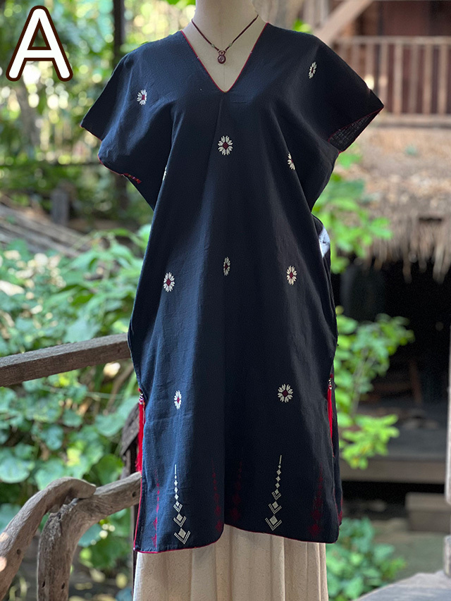 HEMP100% ヤオ族 手縫い手刺繍 貫頭衣 ワンピース (1点もの)【パヤカ