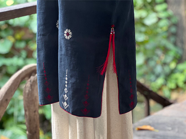 HEMP100% ヤオ族 手縫い手刺繍 貫頭衣 ワンピース 