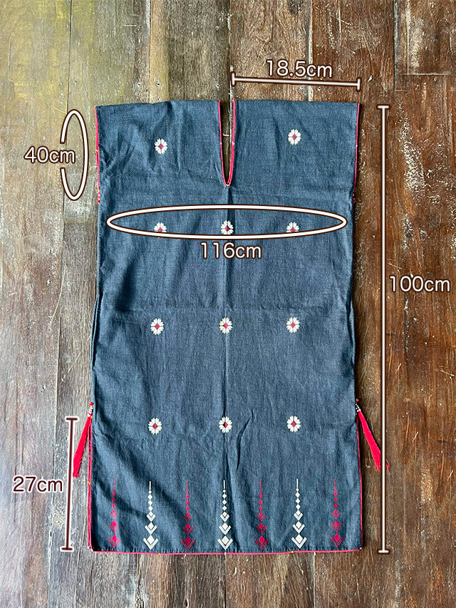HEMP100% ヤオ族 手縫い手刺繍 貫頭衣 ワンピース 