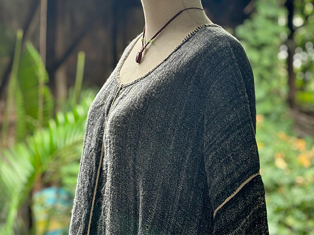 ハンドメイド　ワンピース　100size HEMP100% 手織り手縫い 貫頭衣 ストーンウォッシュ ワンピース