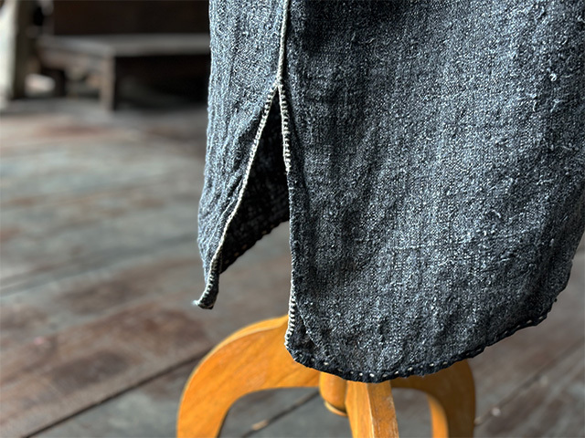 ハンドメイド　ワンピース　100size HEMP100% 手織り手縫い 貫頭衣 ストーンウォッシュ ワンピース