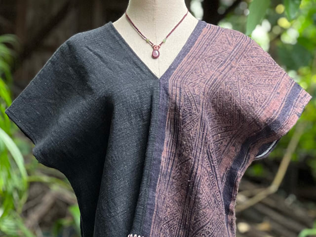 HEMP100%・COTTON100% フリンジ バティック 貫頭衣